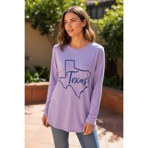 State of Mine Texas Map Graphic Long Sleeve Tunic Top Lavender Women's‎ Small